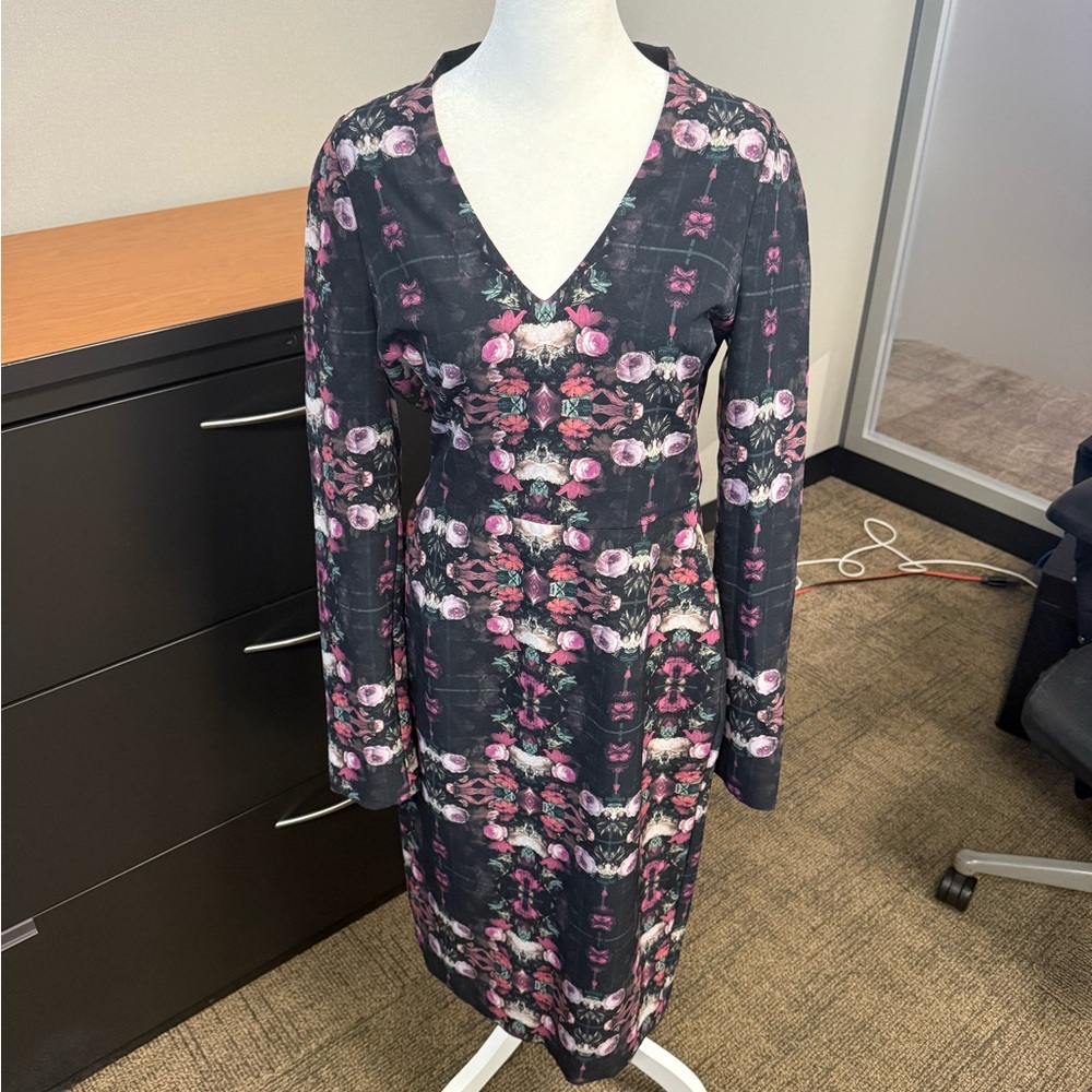 Black Halo Floral Long Sleeve Dress